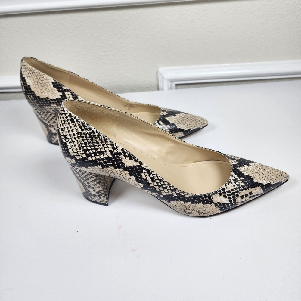 Marc Fisher Black and White Snakeskin Heels